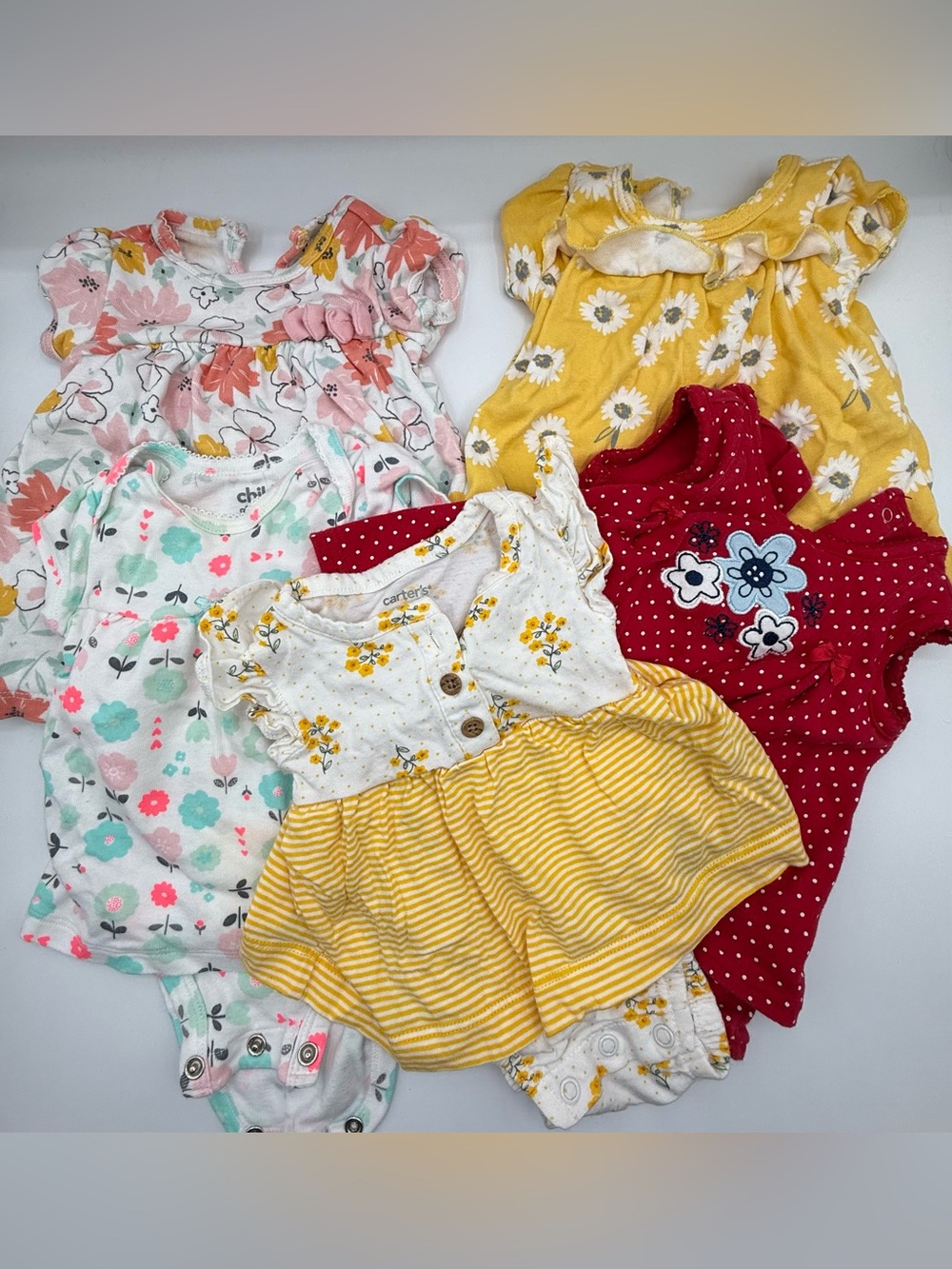 3 Month Girl Baby Dress Onesie Bodysuit Bundle (5 pcs)